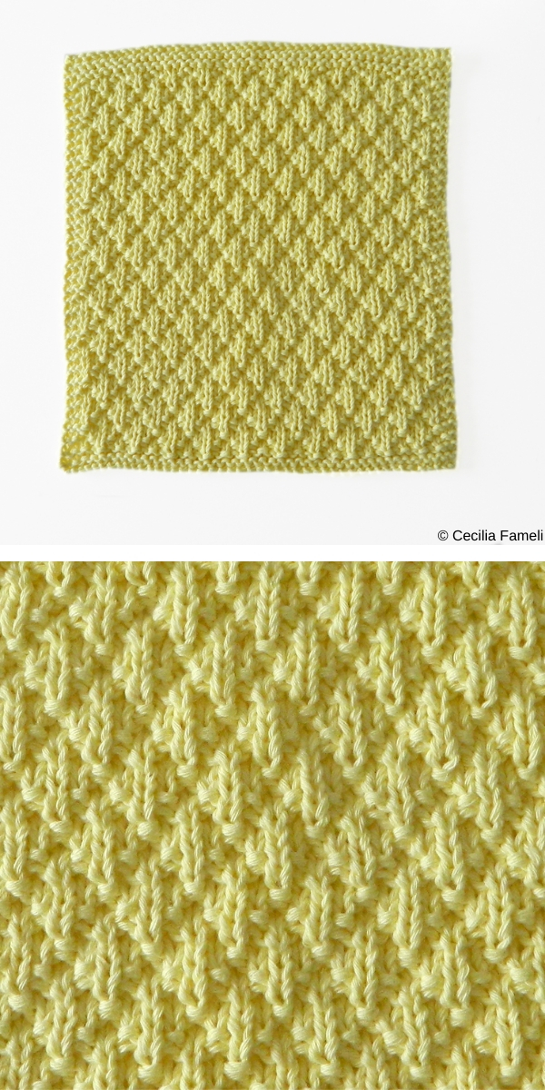 Diamond Padding Dishcloth Free Knitting Pattern