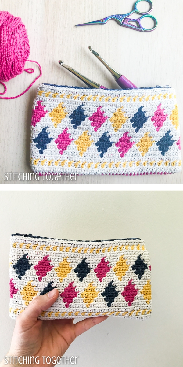 Desert Diamonds Pouch Free Crochet Pattern