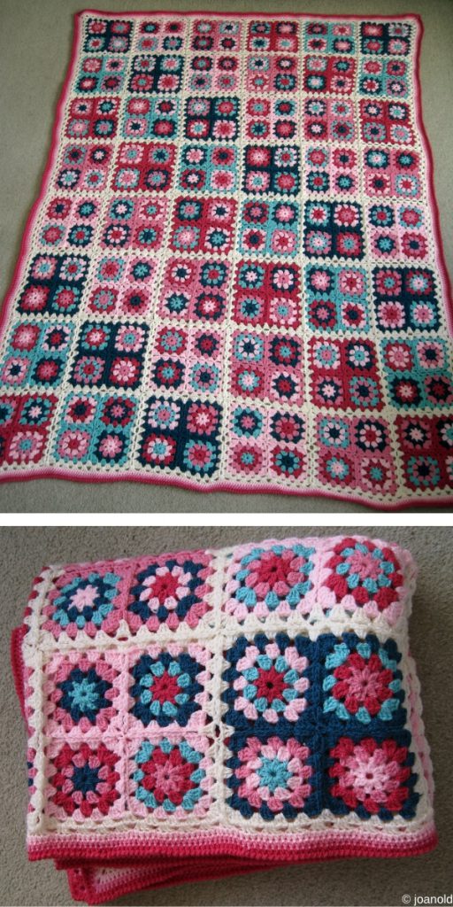 flower granny square blanket free crochet pattern