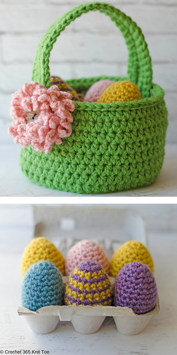 Easter Basket, Eggs & Bunny Free Crochet Pattern