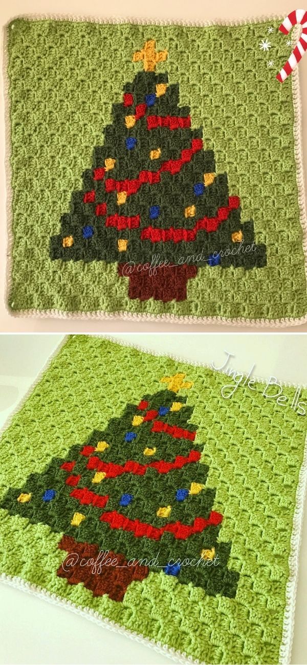 C2C Crochet Christmas Tree Pixel Square
