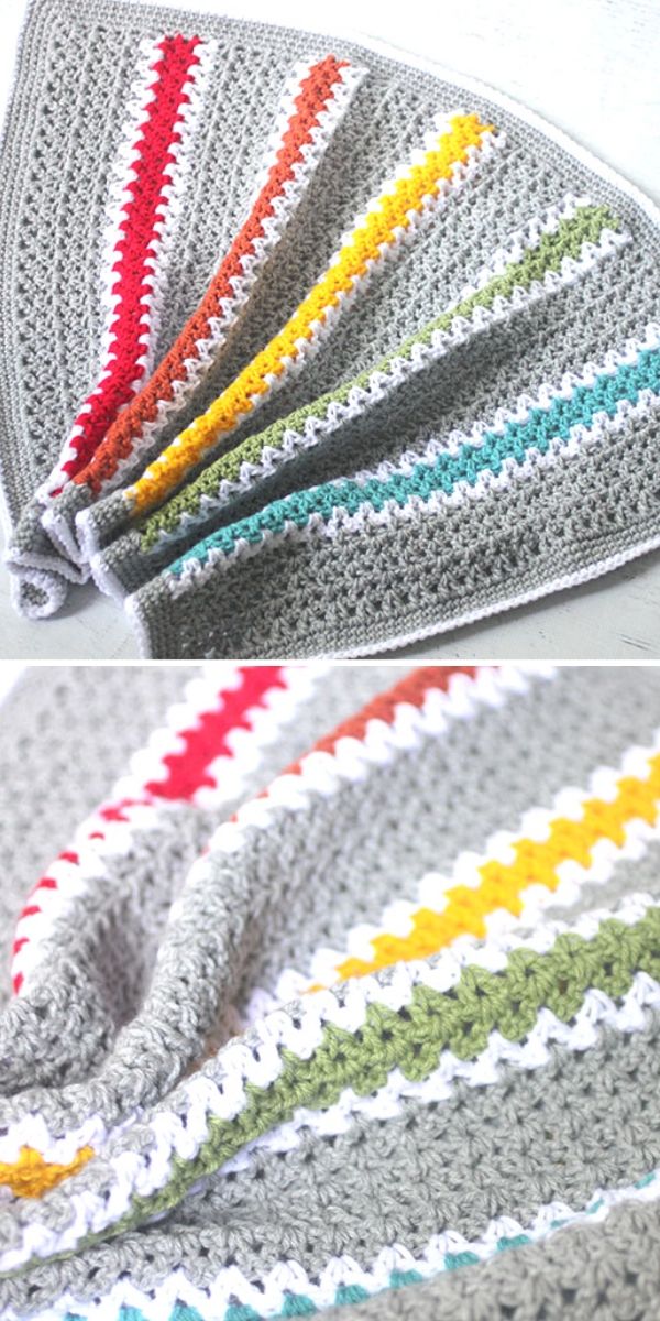 V-stitch Rainbow Blanket Free Crochet Pattern