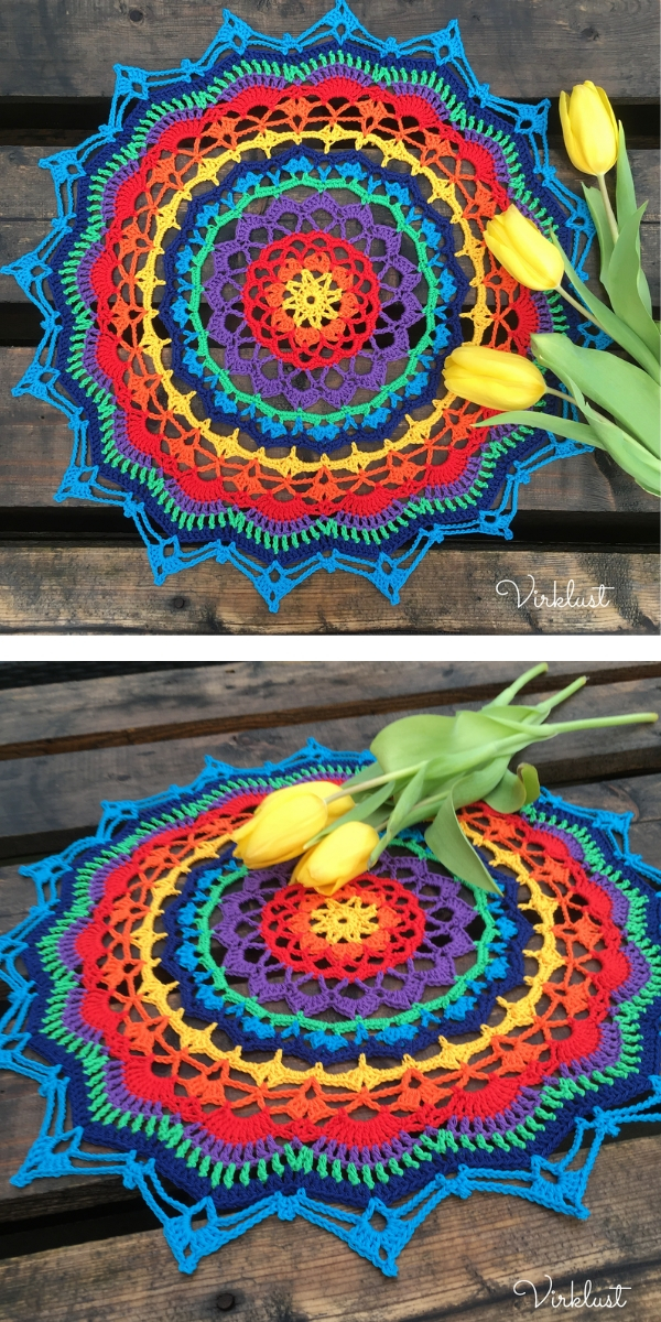  Technicolor Dream Mandalas Free Crochet Patterns
