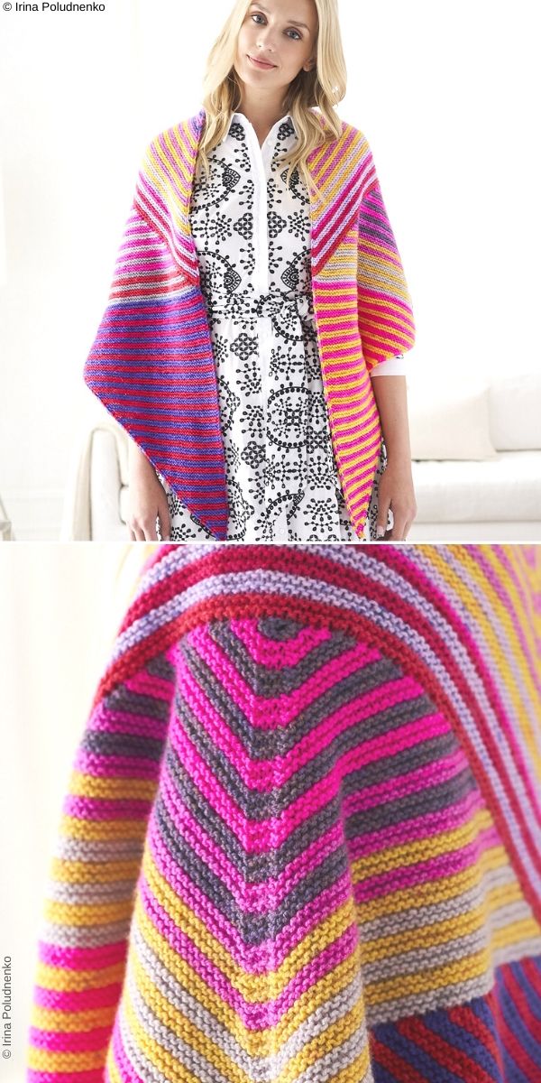 Striped Triangle Shawl Knitting Pattern