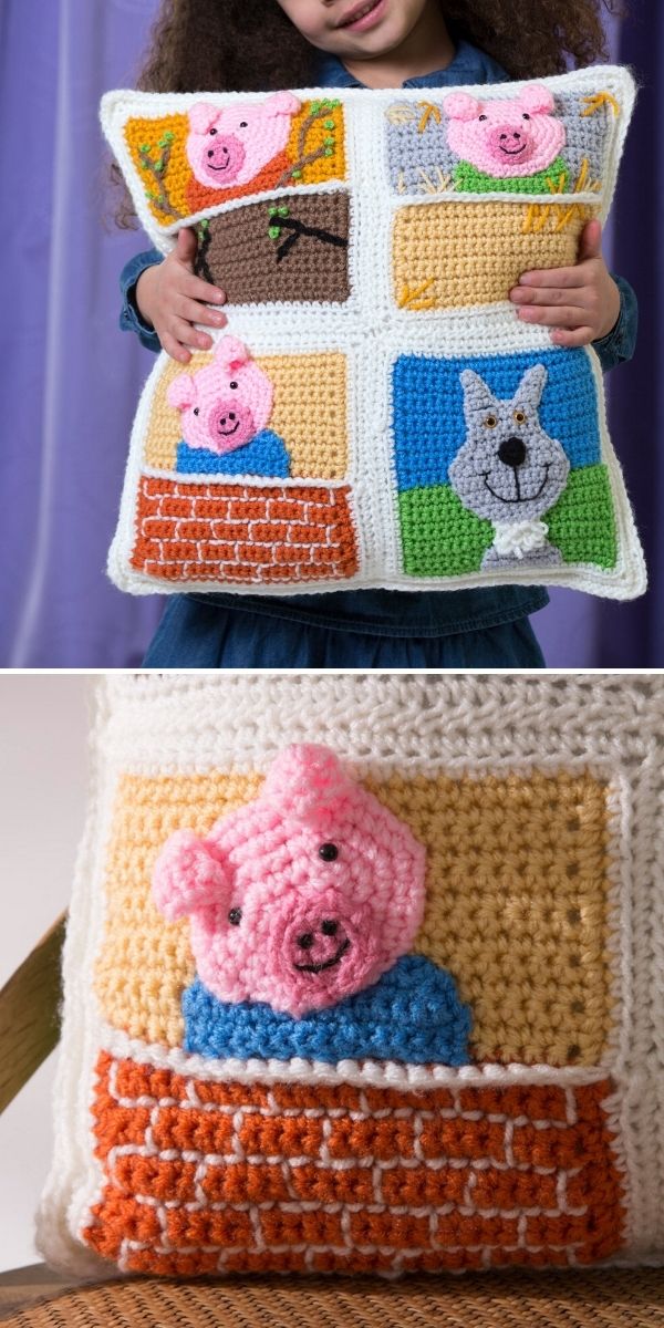 Three Little Pigs Pillow Free Crochet Pattern