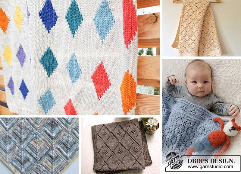 diamond knitted baby blankets