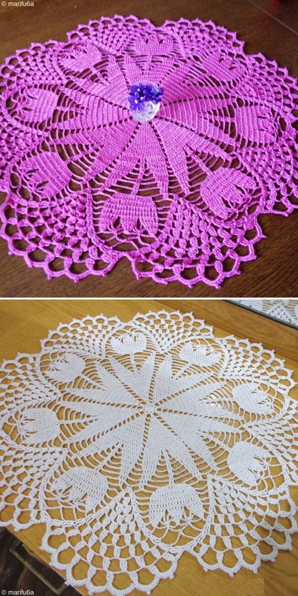 Doily With Tulips Free Crochet Pattern