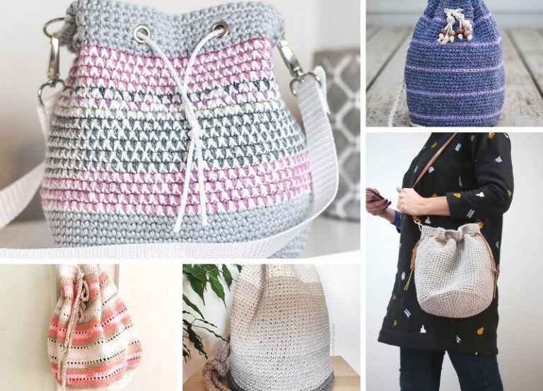 19 Everyday Drawstring Crochet Bags