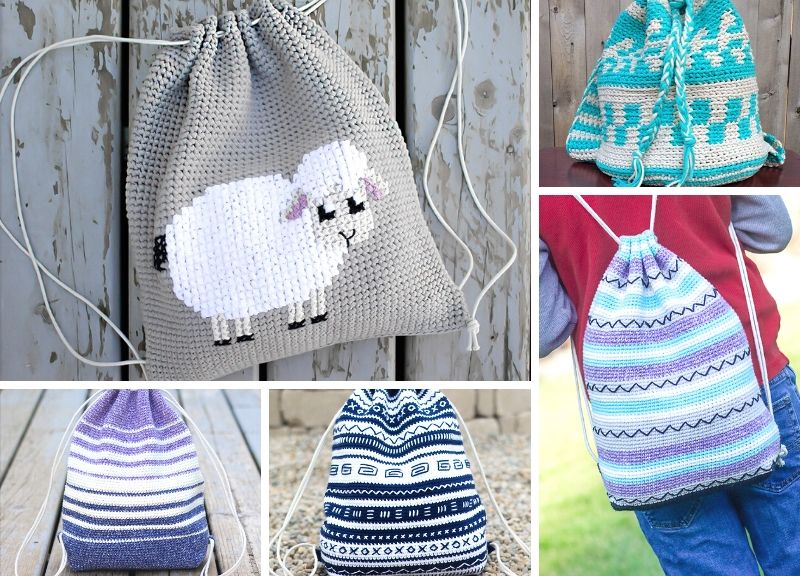 Lamb Cinched Backpack Free Crochet Pattern