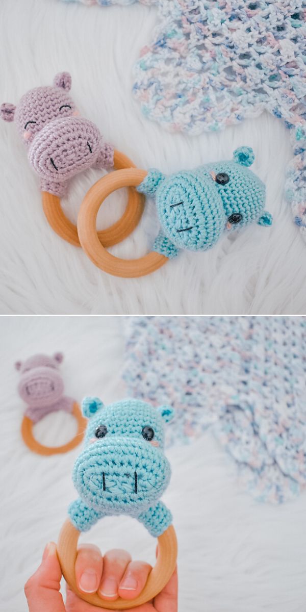free hippo baby rattle crochet pattern