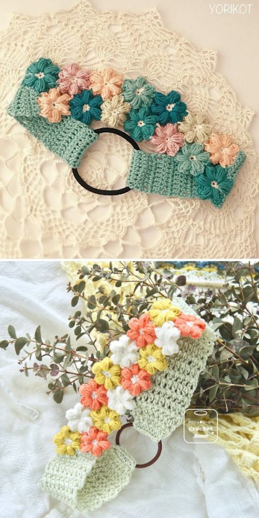 Mollie flowers headband Free Crochet Pattern