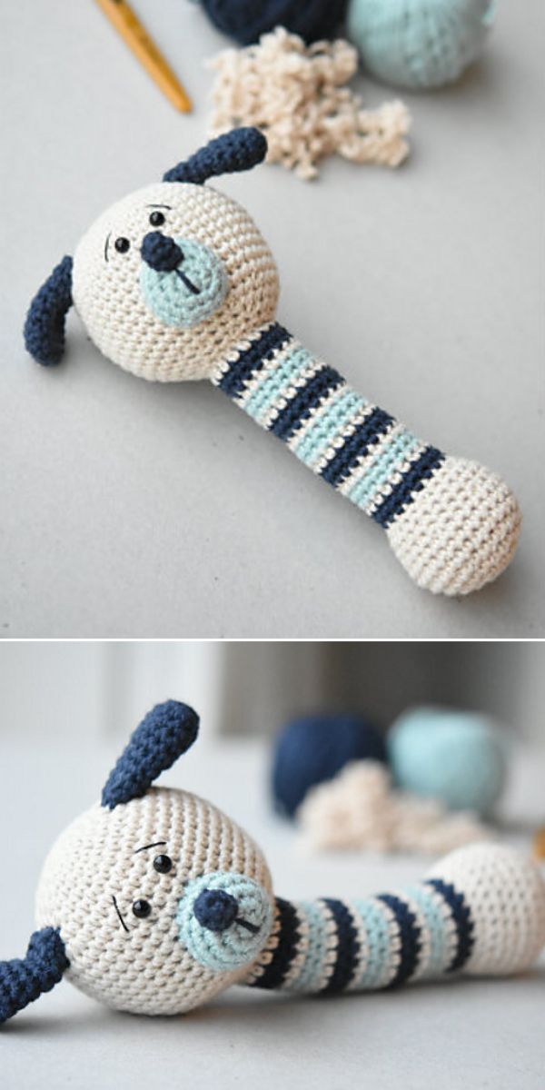 Puppy rattle free crochet pattern