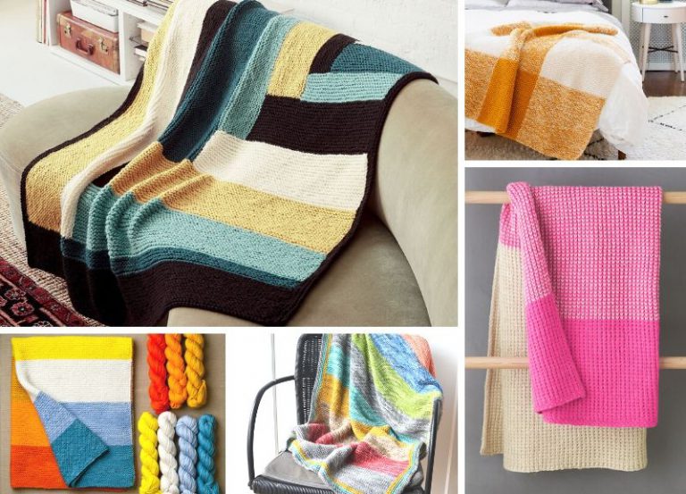 19 Simple Color Block Knitted Blankets