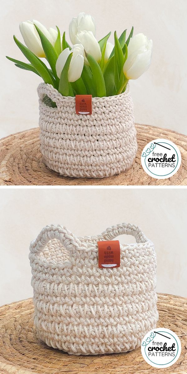 basket with handles free crochet pattern