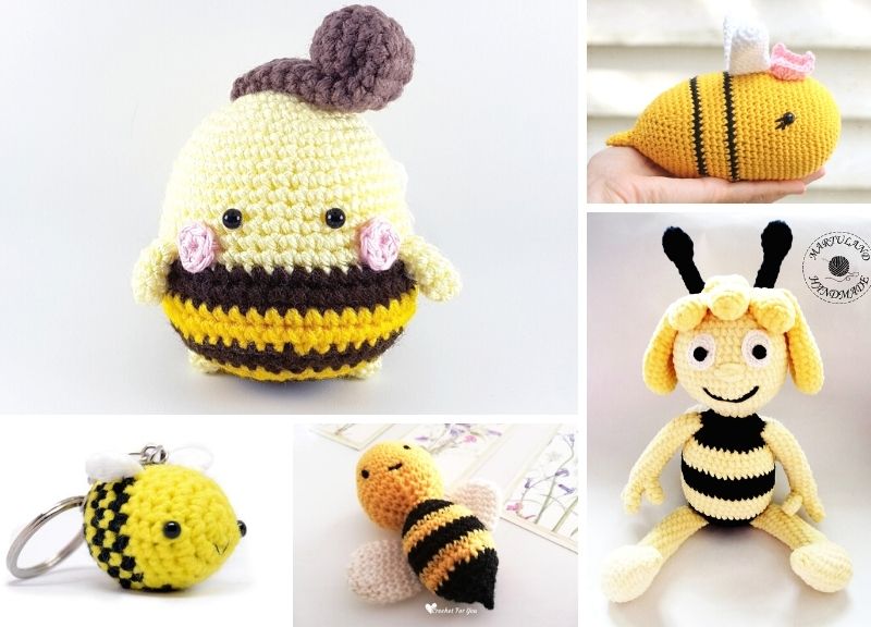 Cute And Happy Crochet Amigurumi Bees