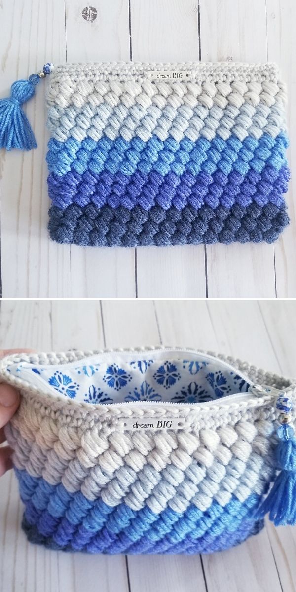 Puff Stitch Pouch Free Crochet Pattern