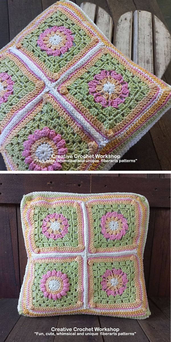 free crochet granny square cushion pattern