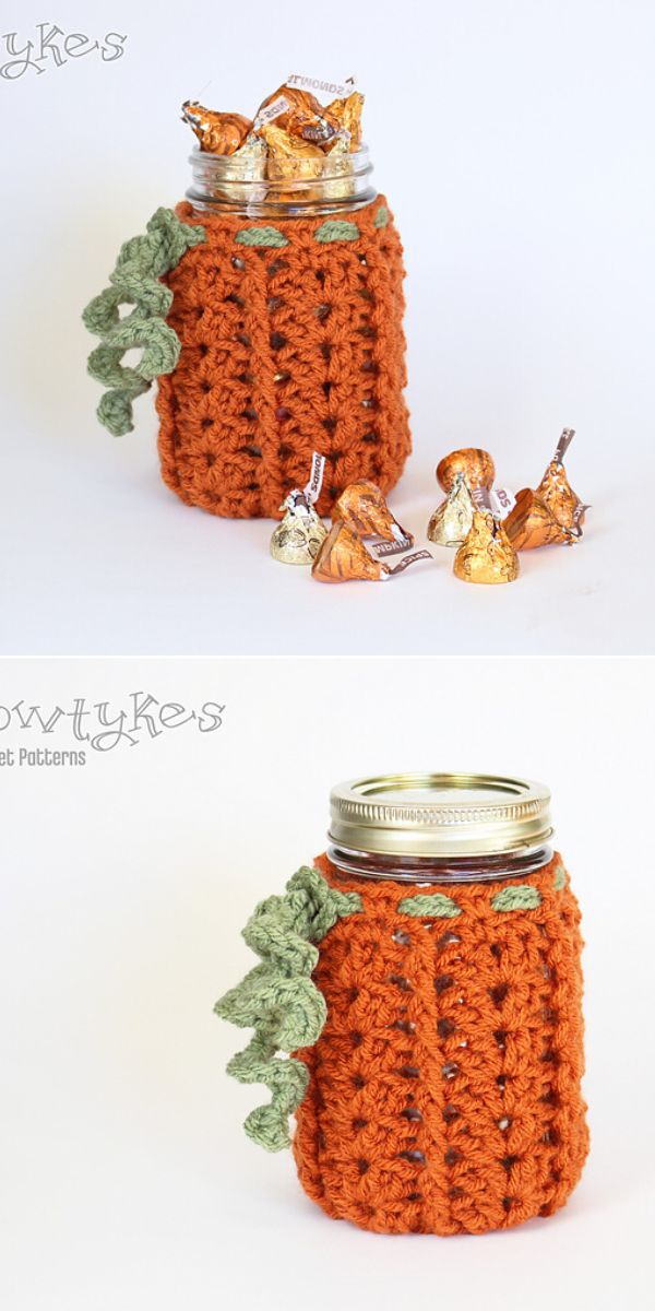 free crochet Jar Cozy pattern