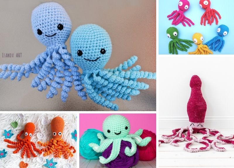 CROCHET PATTERN: Fuzzy Octopus, Stuffed Amigurumi Plush Toy