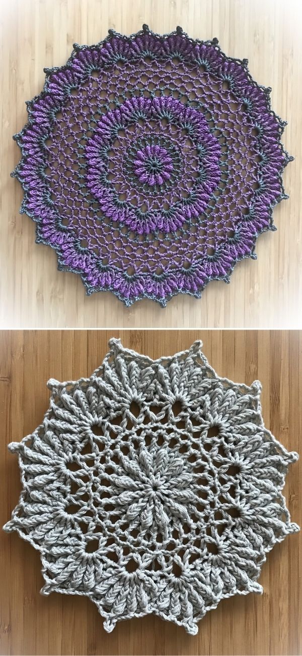 purple lacy crochet mandala