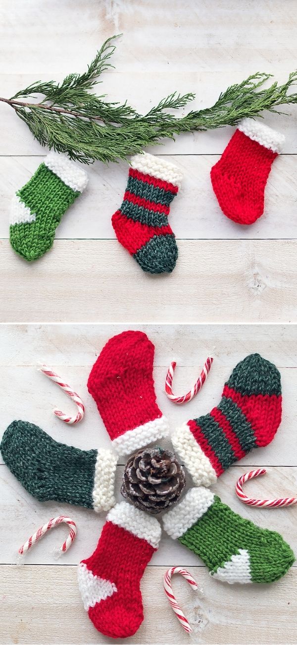 Easy Flat Knit Mini Stockings
