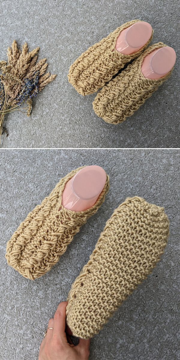 knit slippers free pattern
