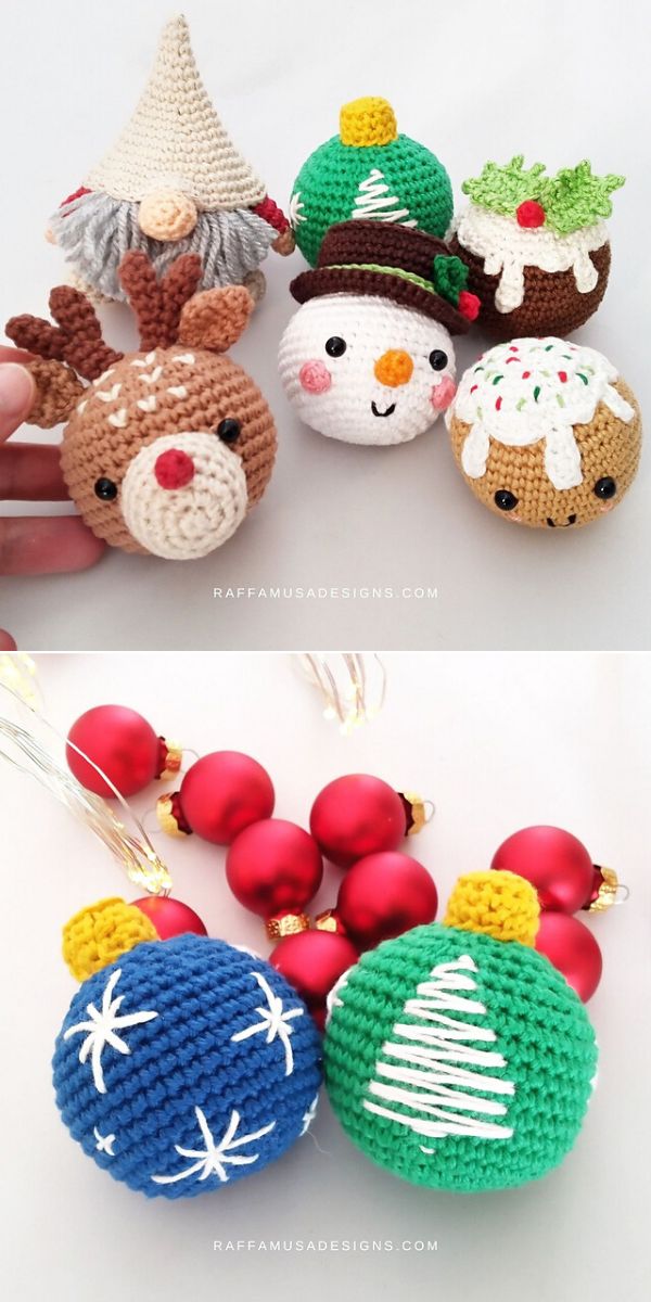 free crochet christmas baubles pattern