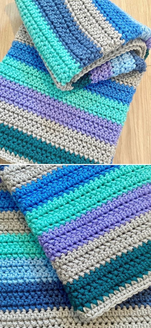 multicolored chunky blanket with bold stripes