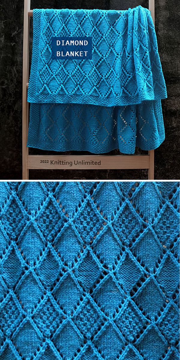 free knitted Diamond Blanket pattern