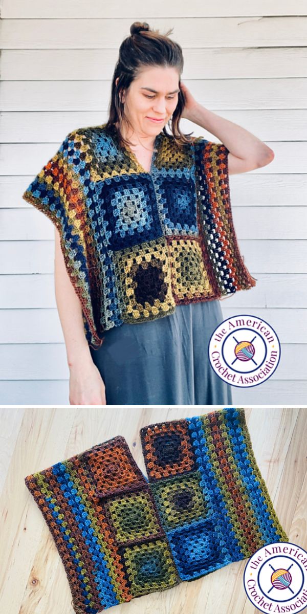 free granny square poncho crochet pattern