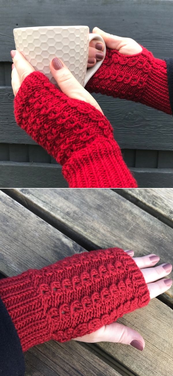 Mock Cable Fingerless Gloves