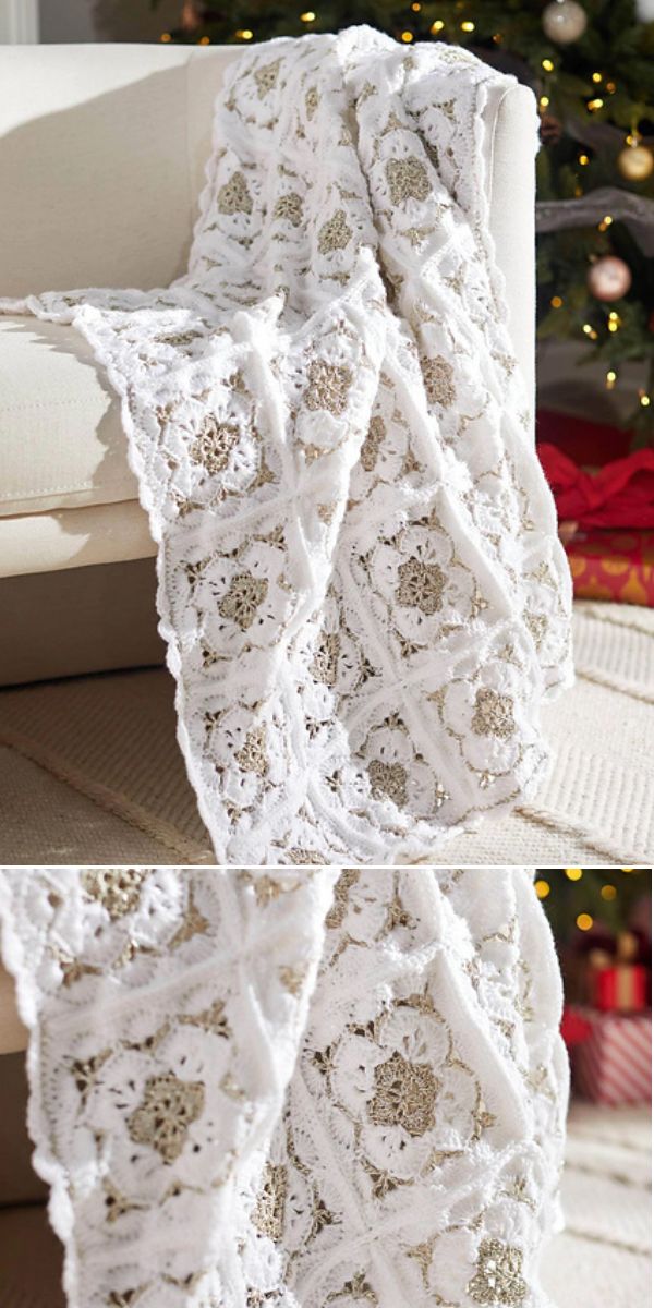 free crochet flower throw pattern