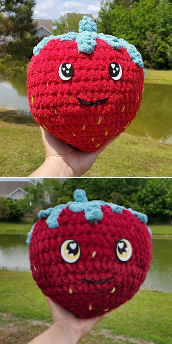 strawberry pillow free crochet pattern