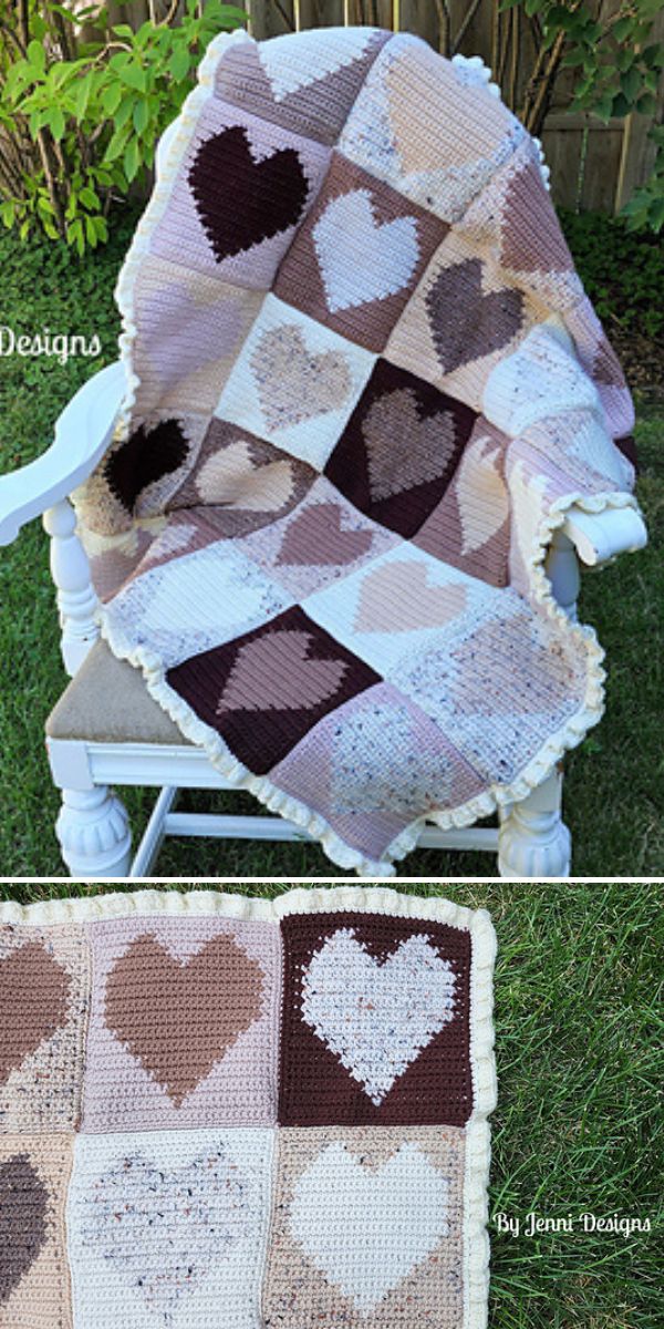 heart baby blanket free crochet pattern