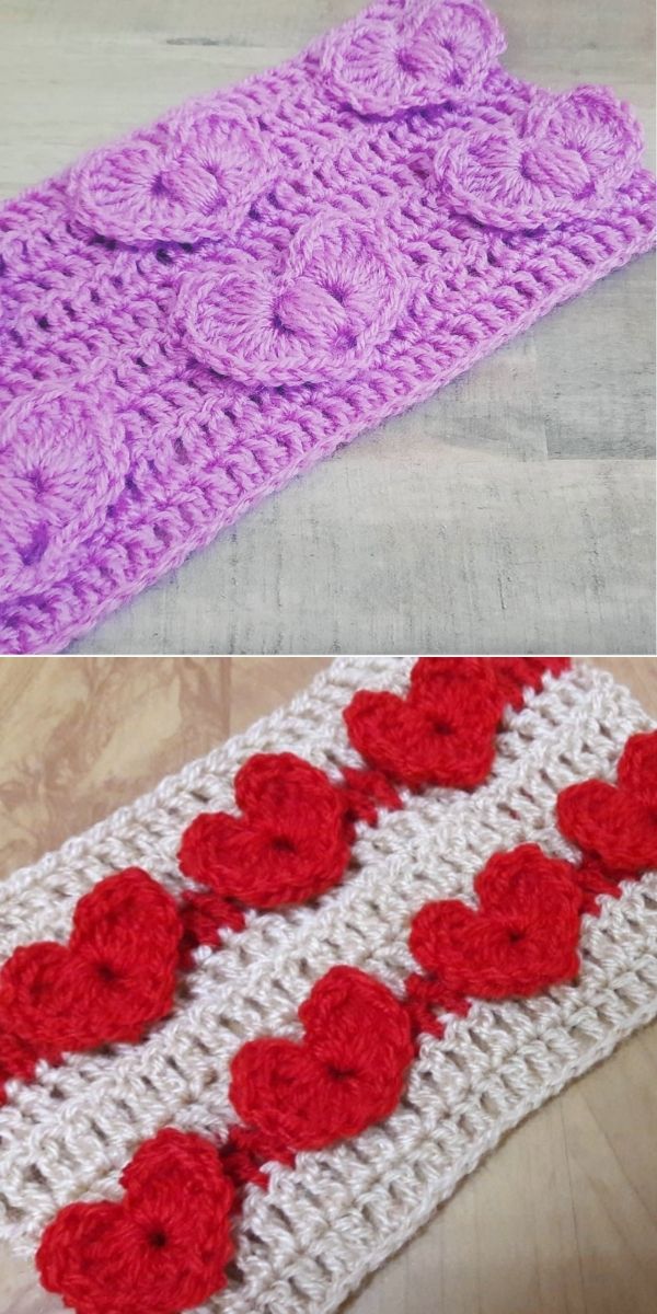 Crochet puff center heart stitch