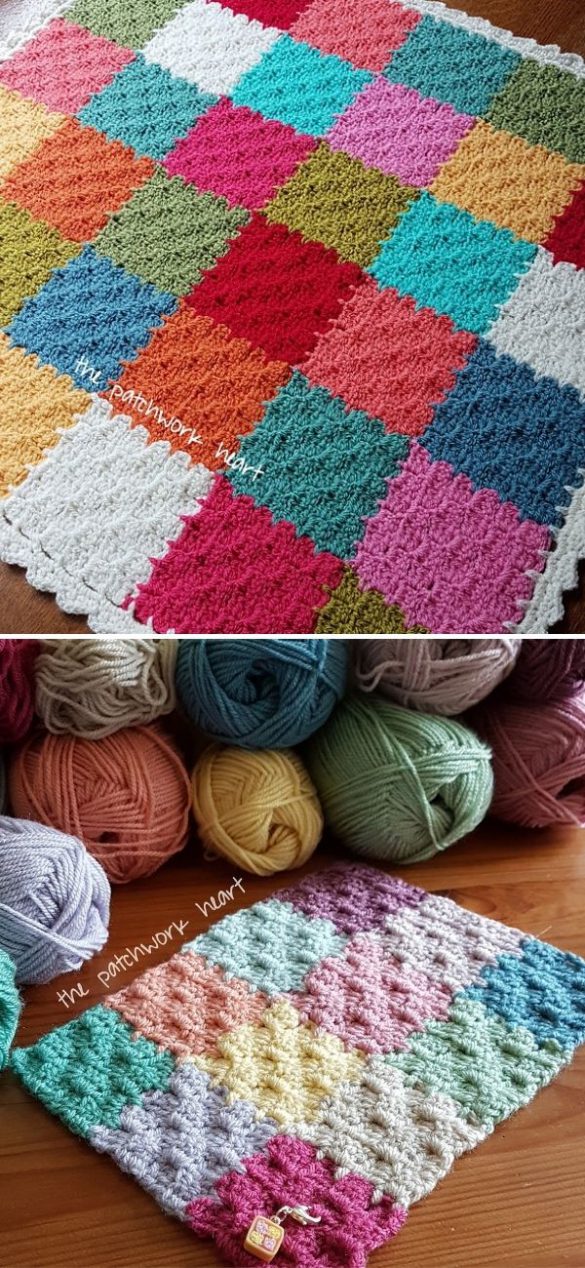 Colorful C2C Crochet Afghan Blocks 1001 Patterns