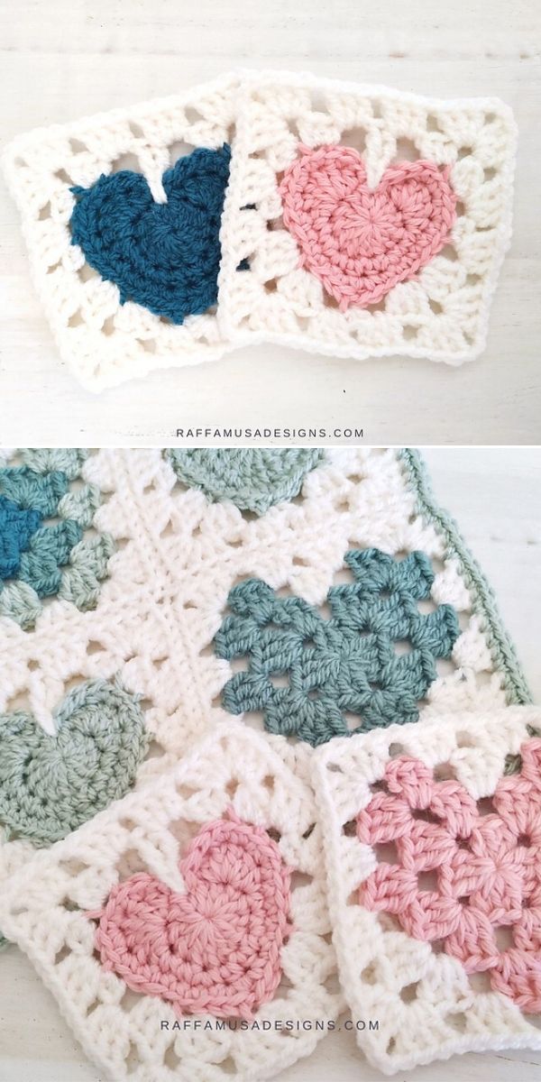 heart granny square free crochet pattern