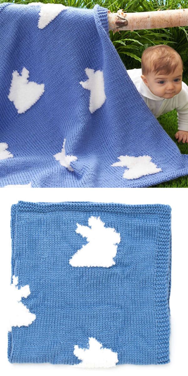 knitted bunny baby blanket free pattern