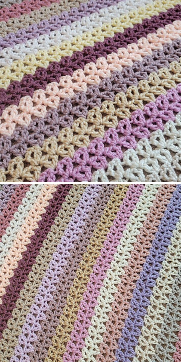 multicolor striped blanket with repeatable crochet pattern