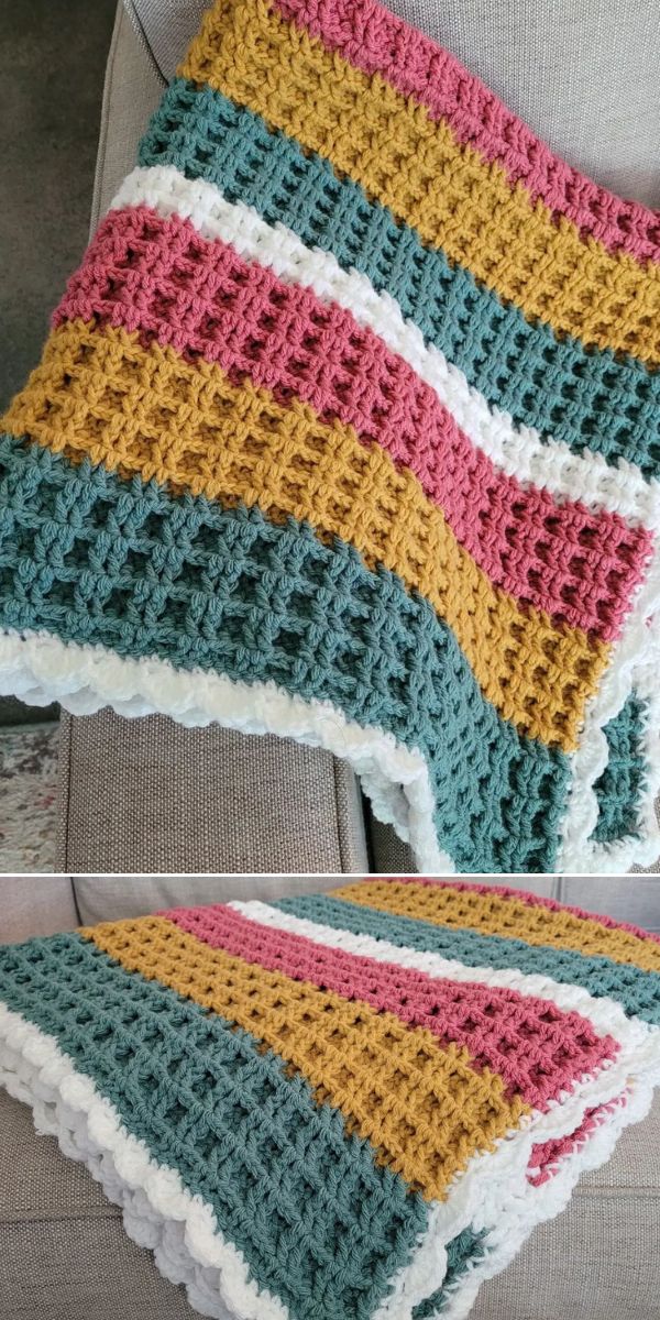Waffle Stitch Baby Blanket free crochet pattern