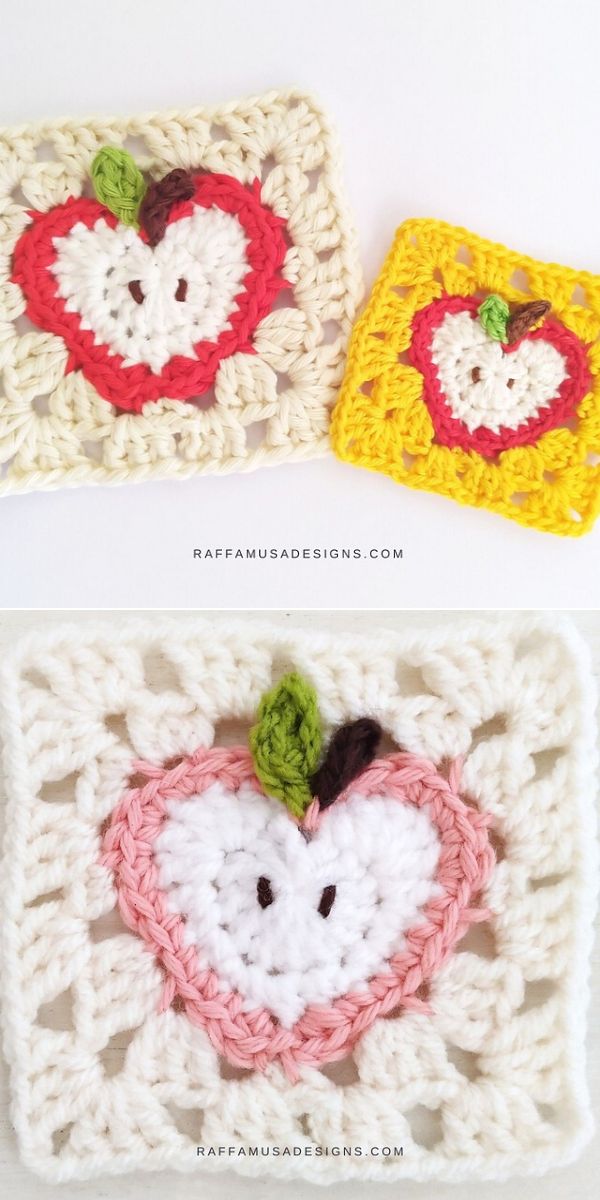 apple granny square free crochet pattern