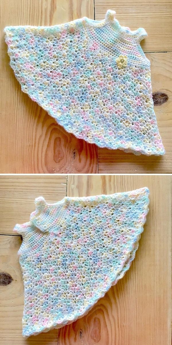 Baby Girl Rainbow Pastel Crochet Dress Free Pattern