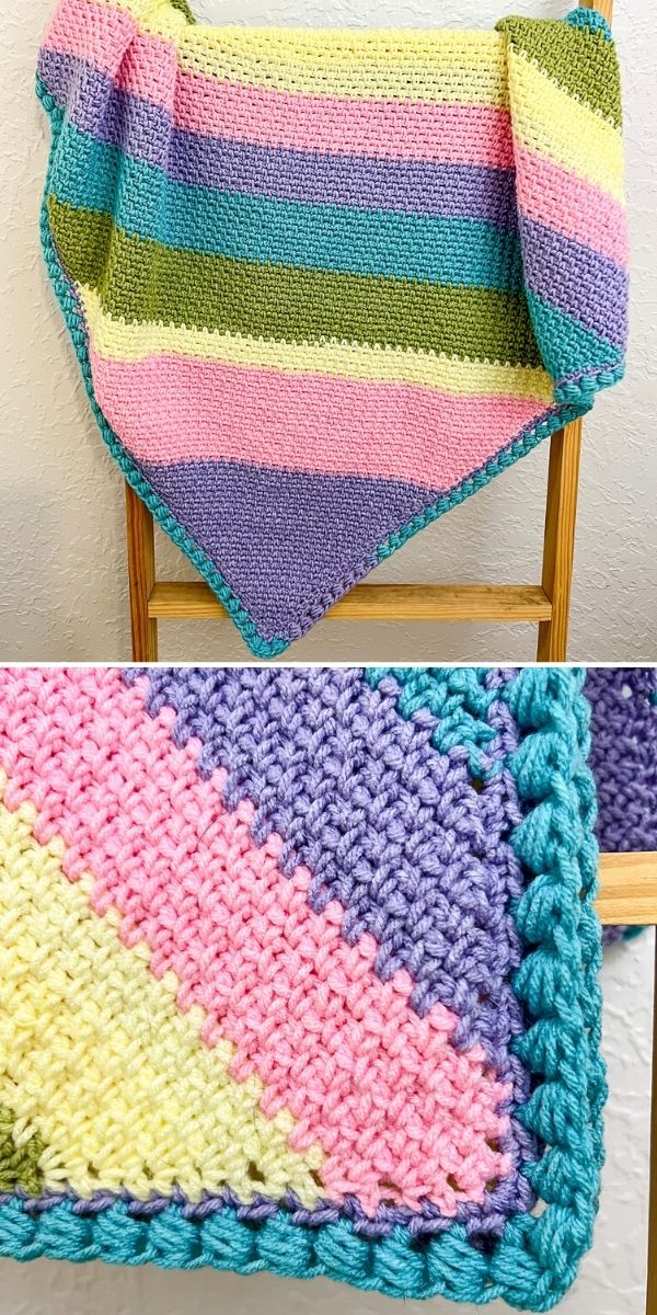 C2C Moss Stitch Baby Blanket Free Crochet Pattern