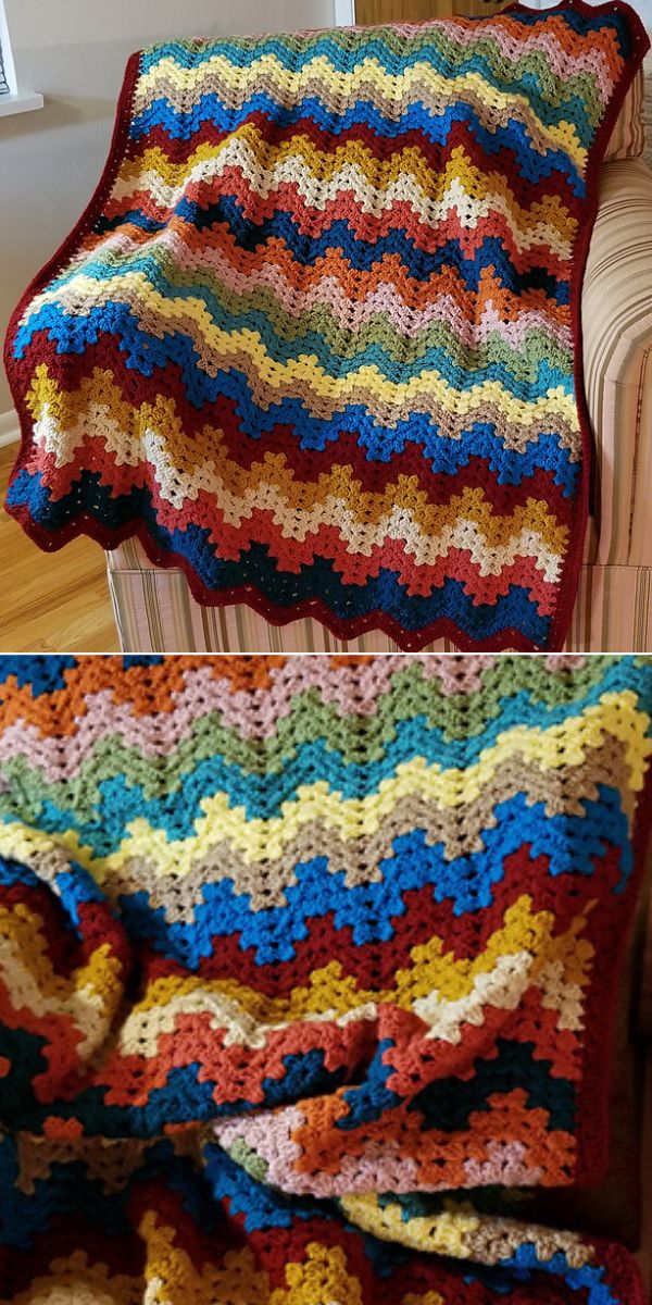 granny ripple blanket free crochet pattern