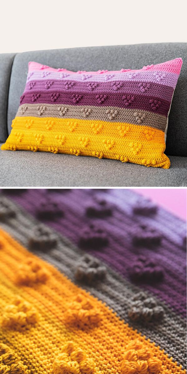 crochet bobble stitch pillow free pattern
