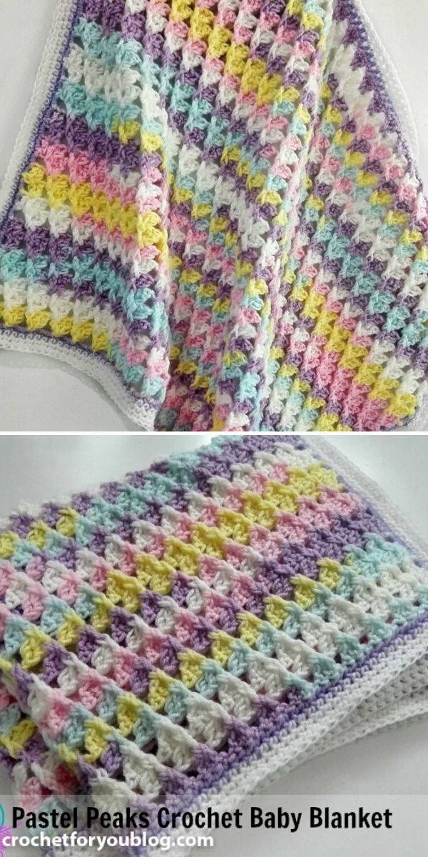 Pastel Peaks Baby Blanket Free Crochet Pattern