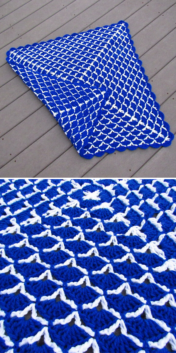 Blue and White Beautiful Shells Blanket