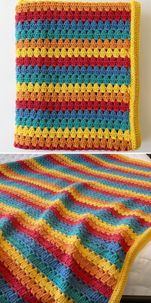 free striped baby blanket crochet pattern