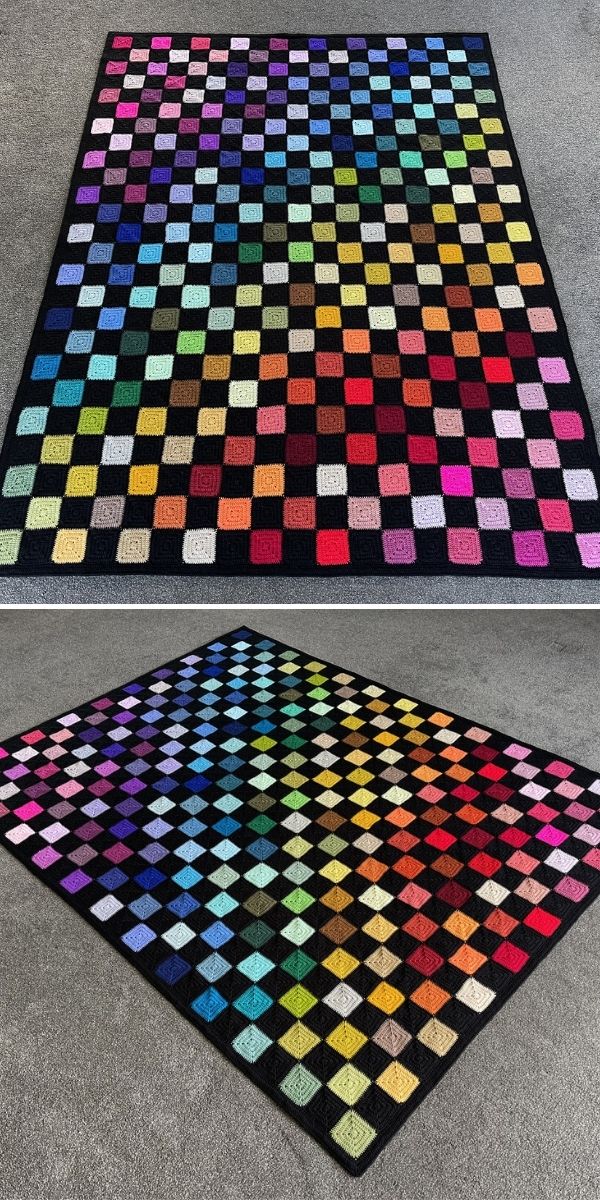 Multi-coloured squares blanket