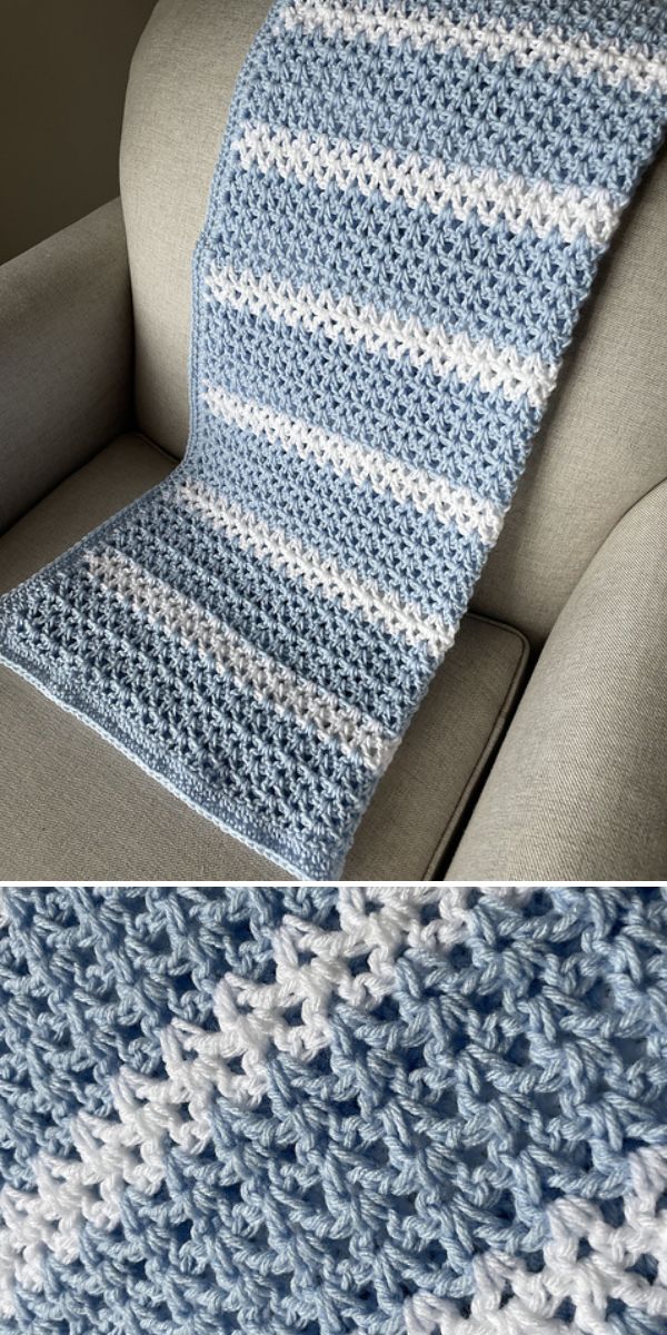 striped baby blanket free crochet pattern